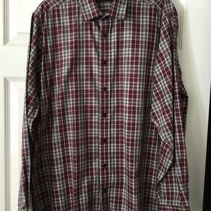 Men's Plaid Shirt - Red and Gray